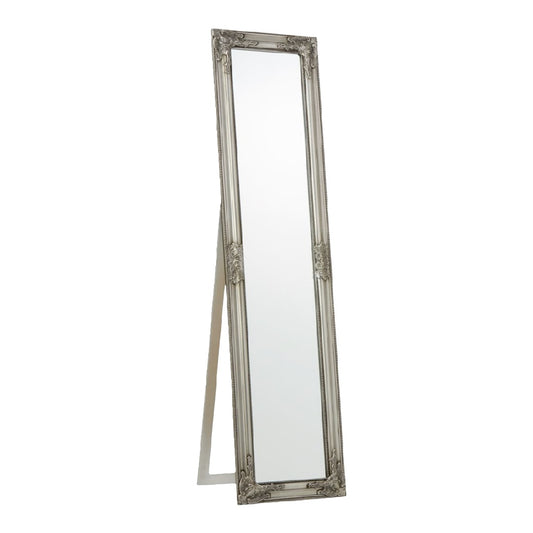 Espejo de pie rectangular con marco clásico decorativo