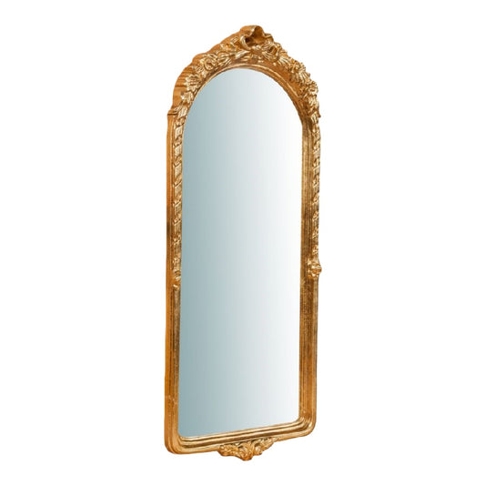 Arched vintage wall mirror with gold carved frame